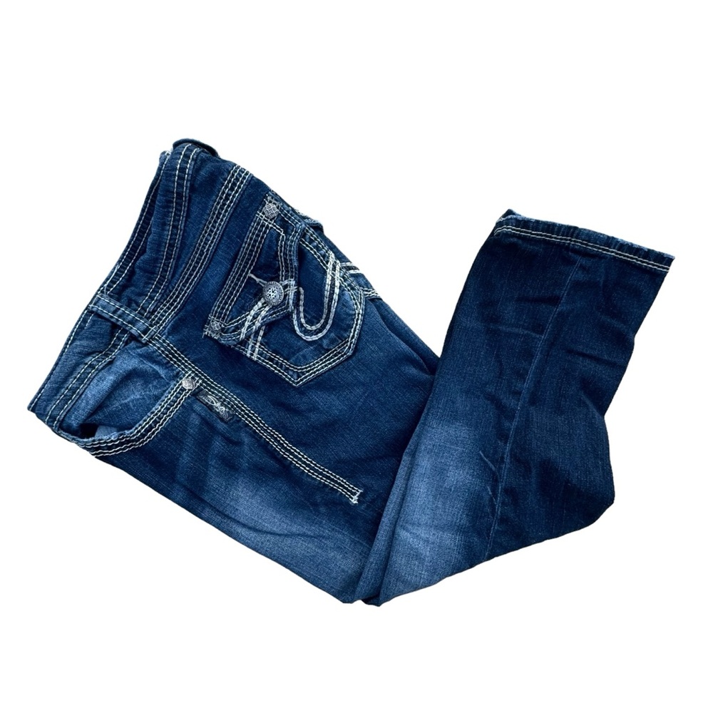 Silver Jeans size women W26 Suki Surplus Capri blue denim tab pockets